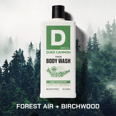 Duke Cannon Thick Body Wash texture foam demonstrating its thick, easy-to-apply consistency.