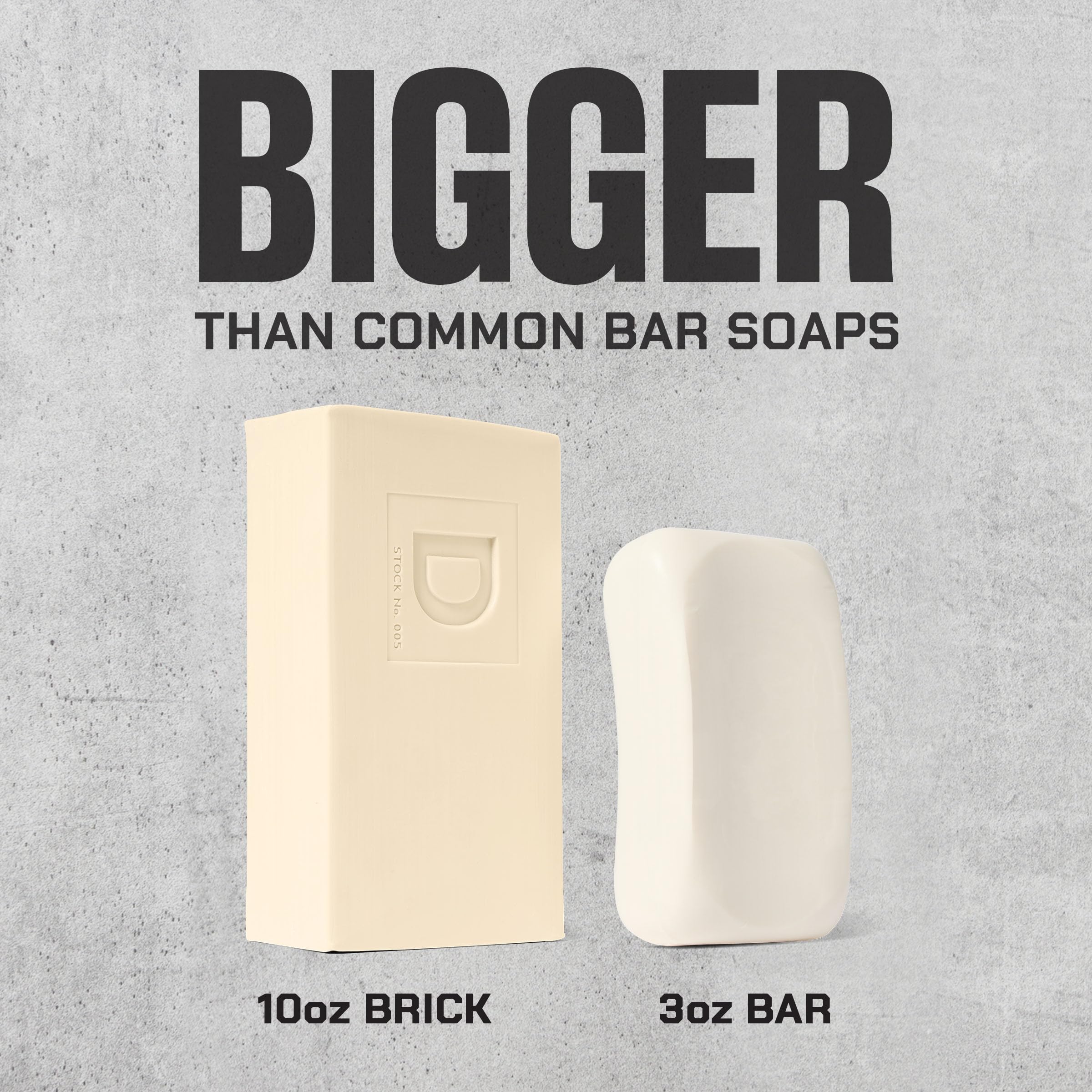 10 oz Duke Cannon brick on a bathroom shelf.