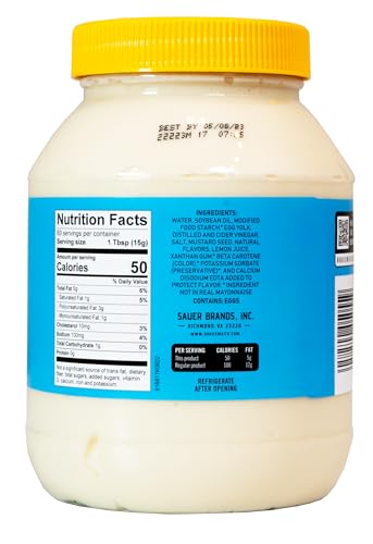Duke's Light Mayonnaise being poured into a bowl for dressing.