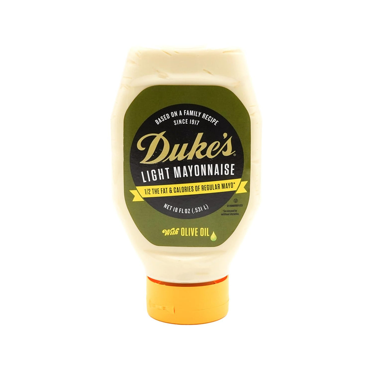 Duke’s Light Mayonnaise with Olive Oil Blend bottle pour for creamy dressings and sandwiches.