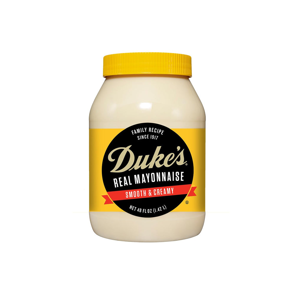 DUKE'S Real Mayonnaise front view showing a creamy spread for sandwiches