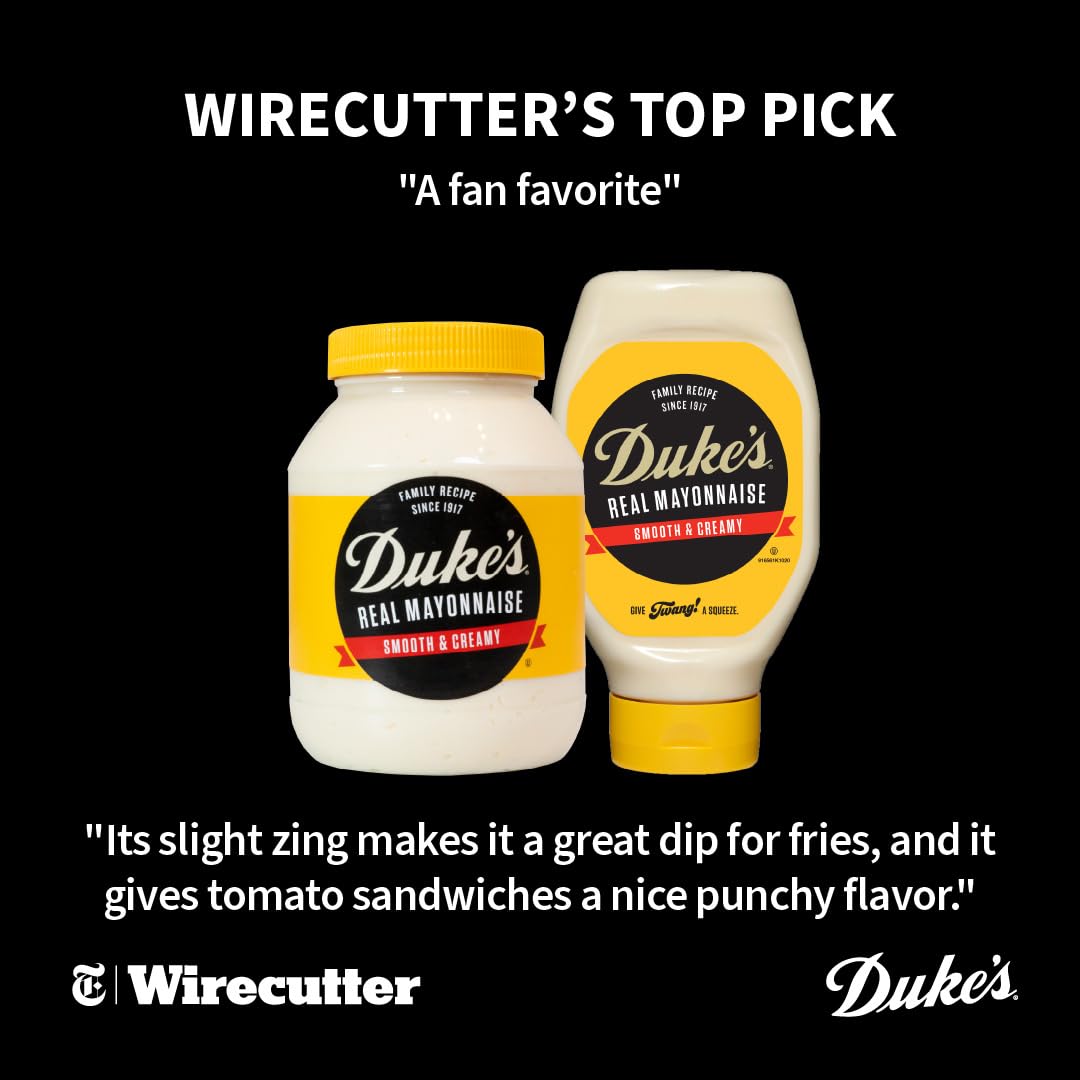 Duke’s Real Mayonnaise on sandwich, adds tangy creaminess.