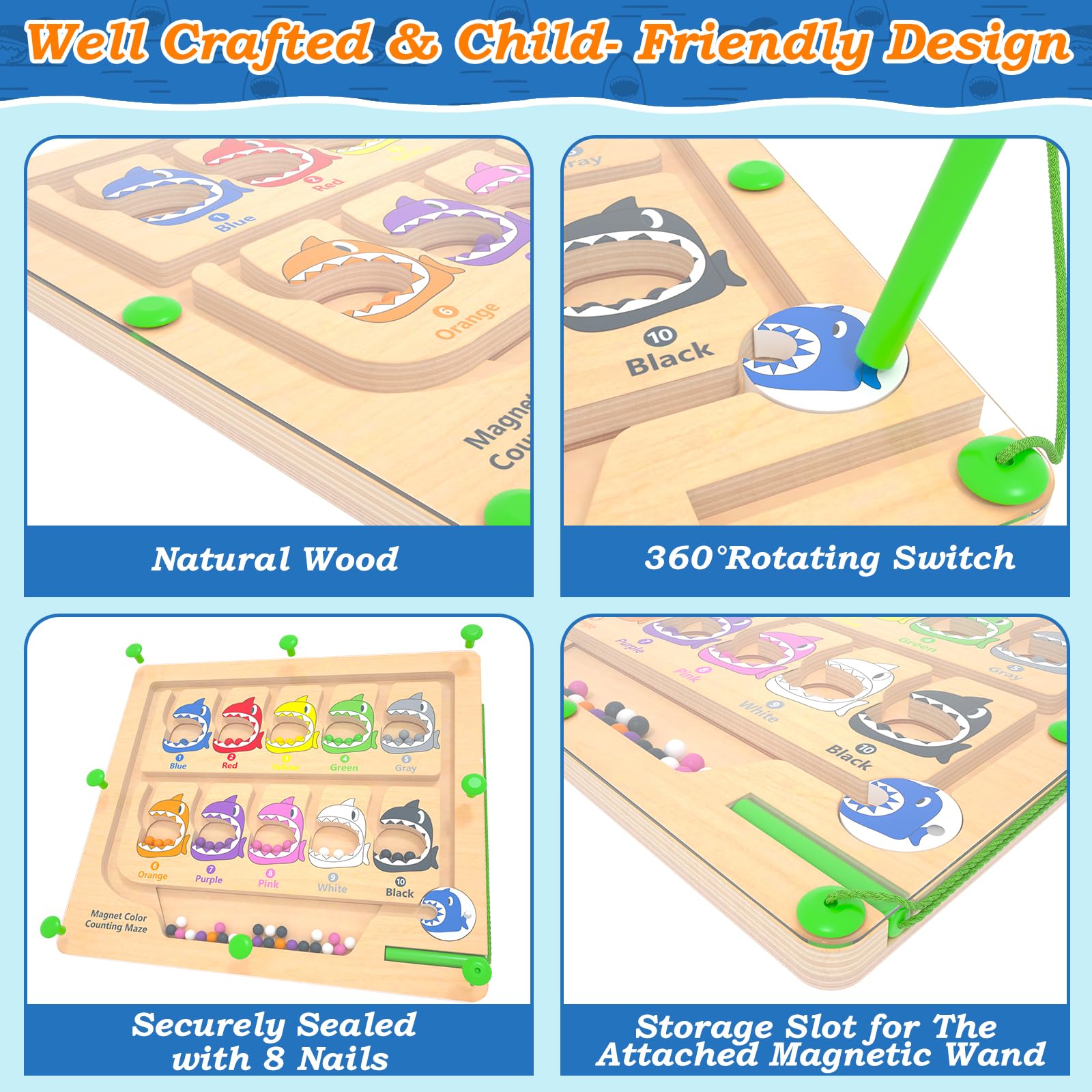 DUKVSG magnetic wand attached design reduces choking hazards during play.