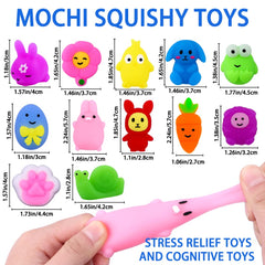 DULEFUN Mochi squishy fruit shapes for sensory play and fidget relief.