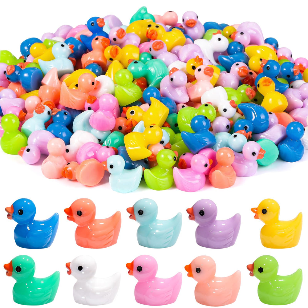 DULEFUN 200pcs tiny ducks in bright colors for dollhouse decoration