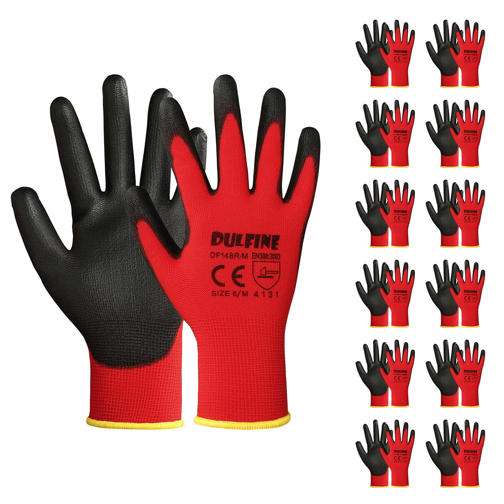DULFINE PU coated safety work gloves with smooth grip on the palm
