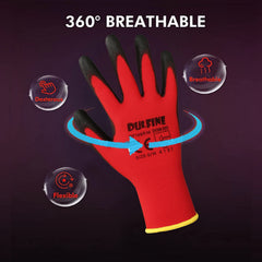 DULFINE seamless red knit shell provides breathable comfort for long wear