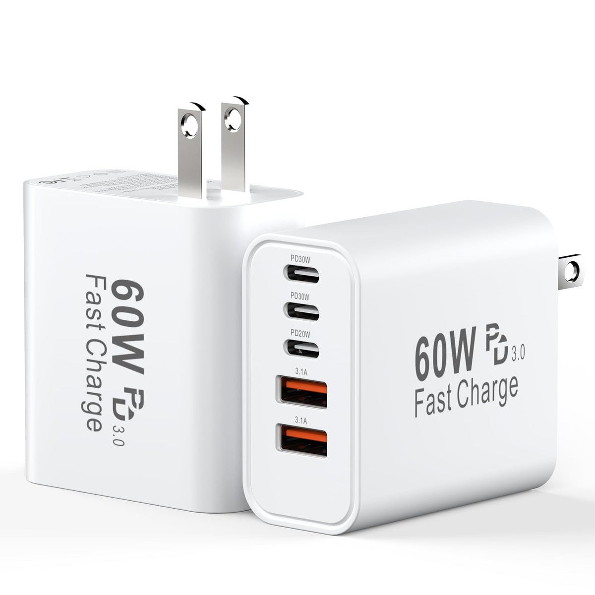 Duloch 60W USB-C wall charger shown from top view for efficient multi-device charging
