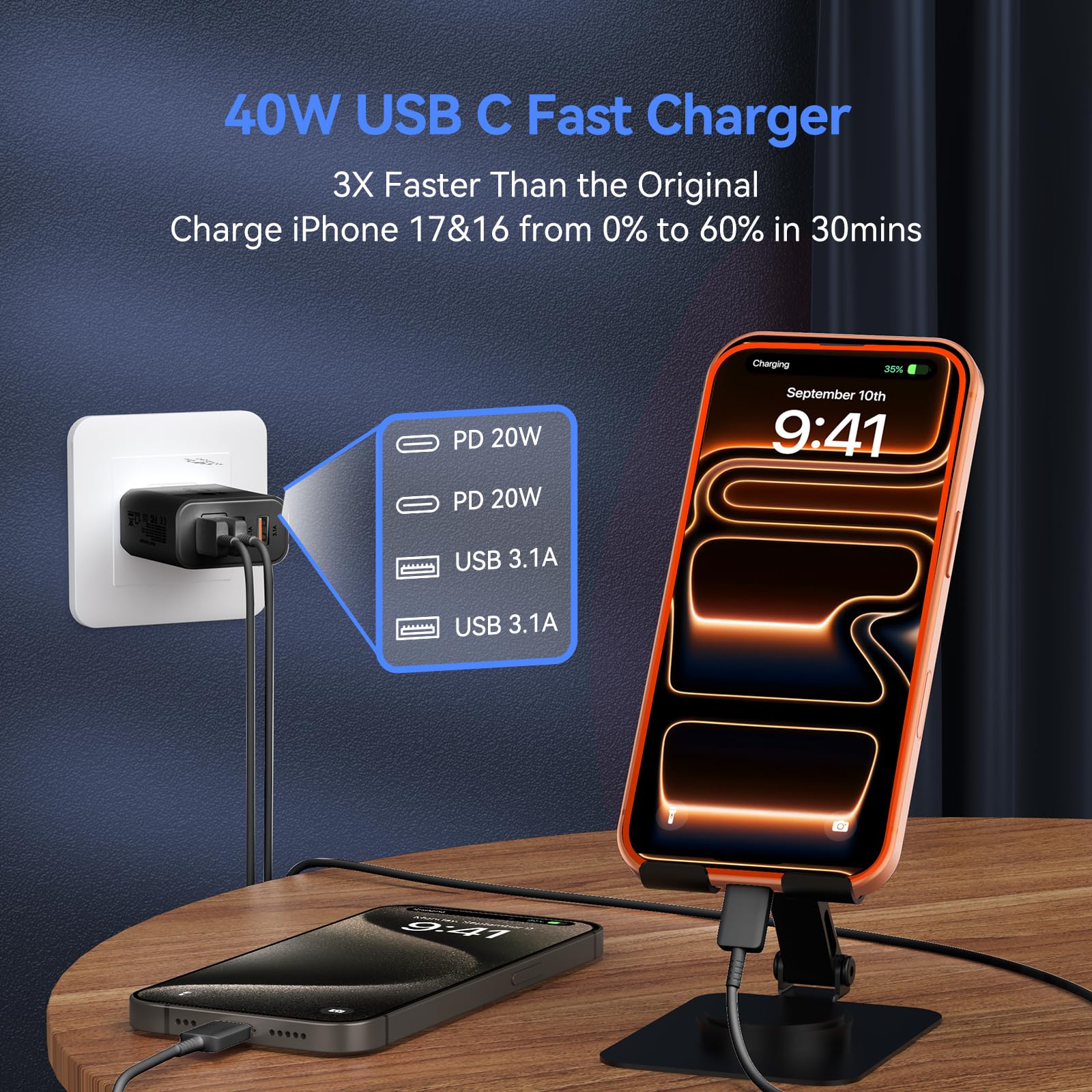Duloch dual USB-C ports enabling fast simultaneous charging