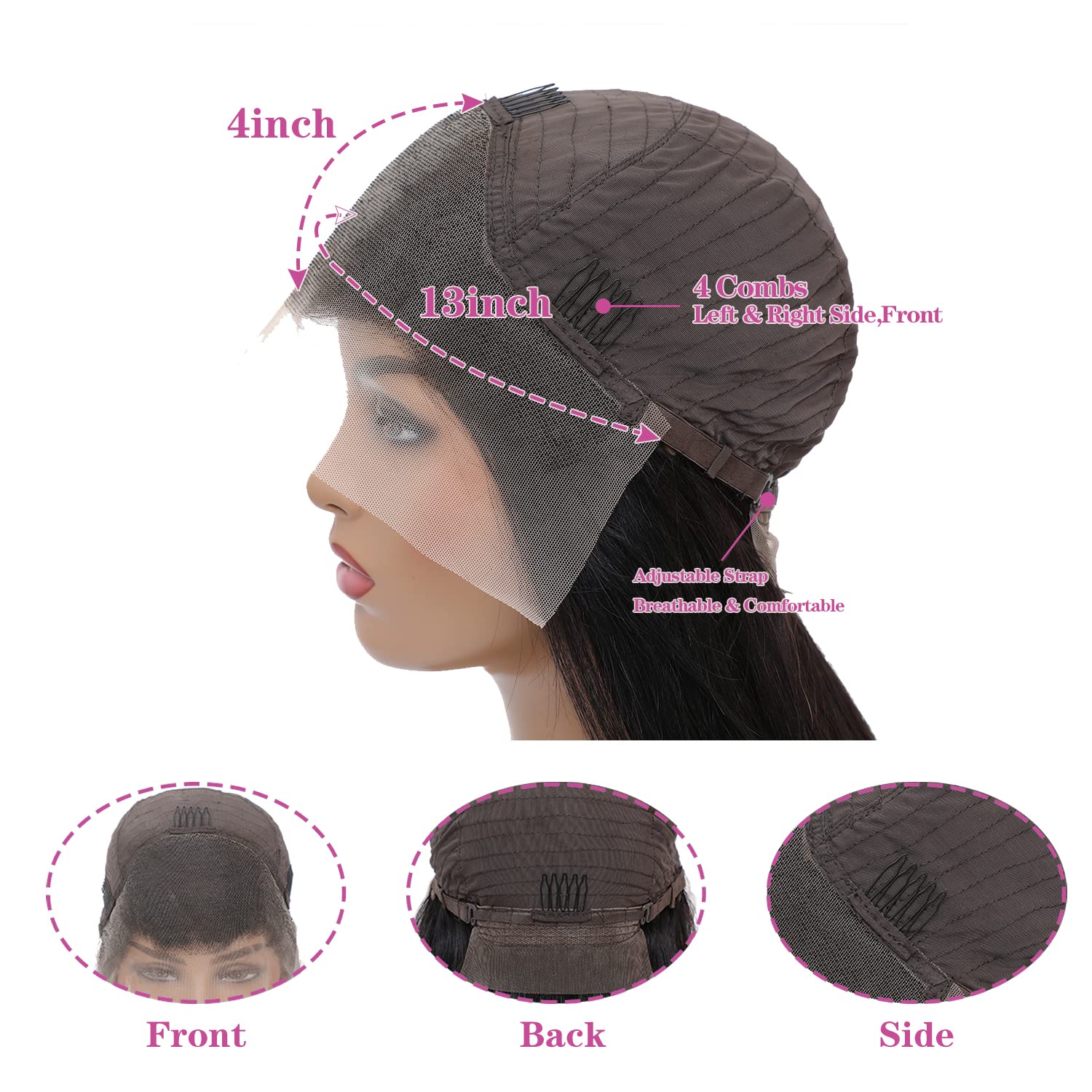 DULOVE lace frontal breathability and easy side/center parting options