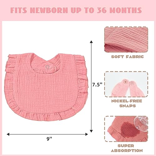 duludulu Baby Muslin Bibs nickel-free snap enables easy on-off wearing.