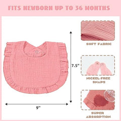 duludulu Baby Muslin Bibs nickel-free snap enables easy on-off wearing.