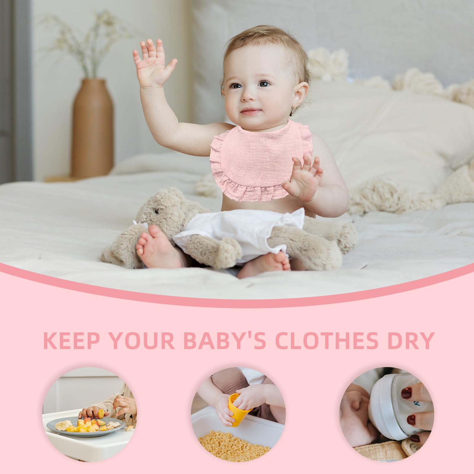 duludulu Baby Muslin Bibs ready for gentle machine wash.