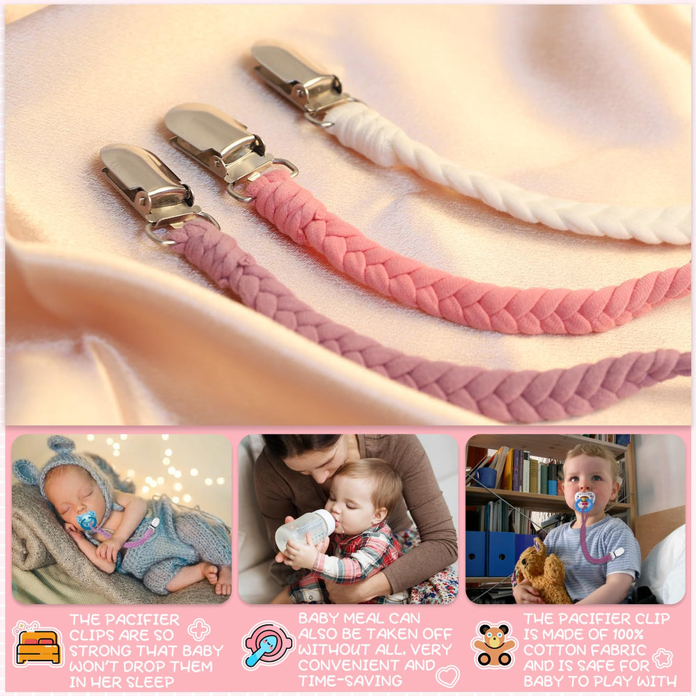 Duludulu easy-clean pacifier clip image emphasizes machine washable fabric.