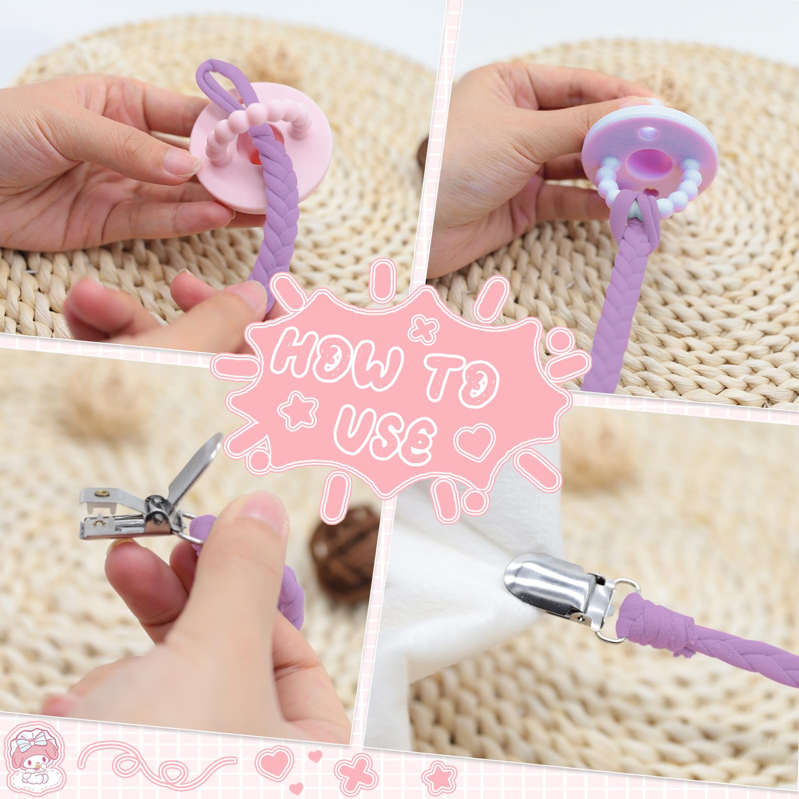 Duludulu non-toxic braided clip skin-friendly image shows safe design for babies.