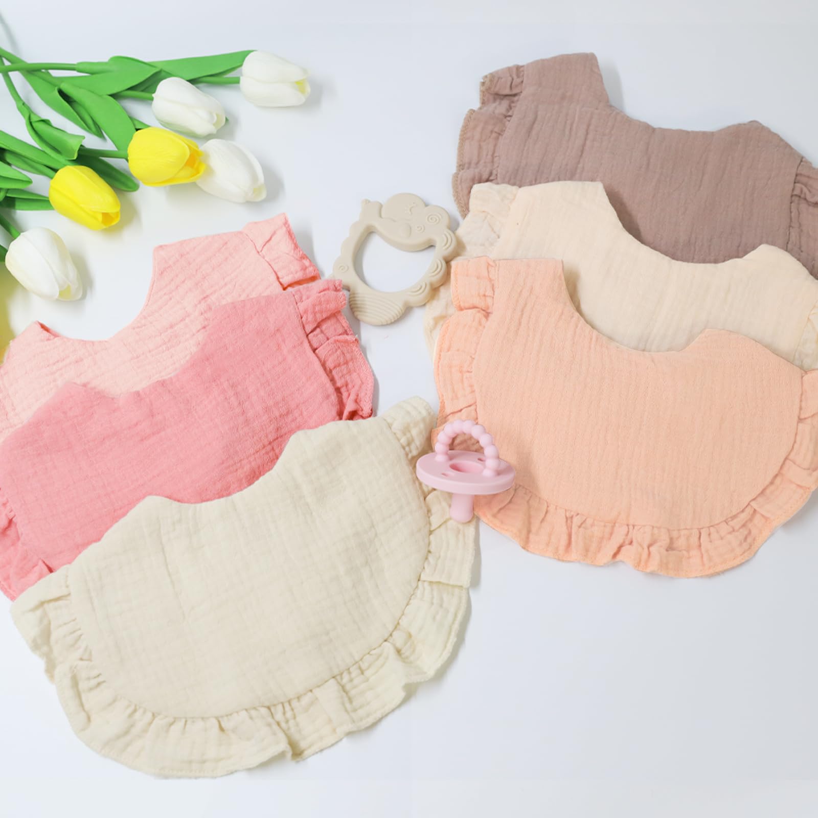 duludulu six-pack bibs gift set with neutral colors