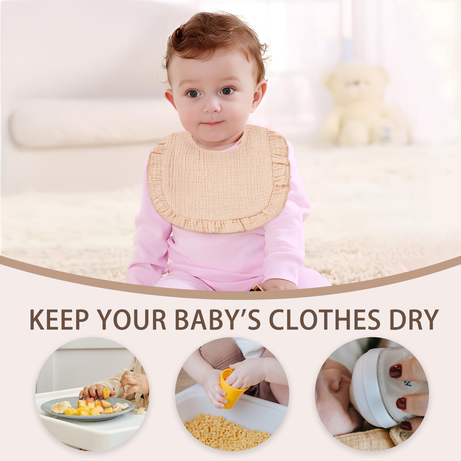 duludulu sweet pink bibs flounce design worn by a baby