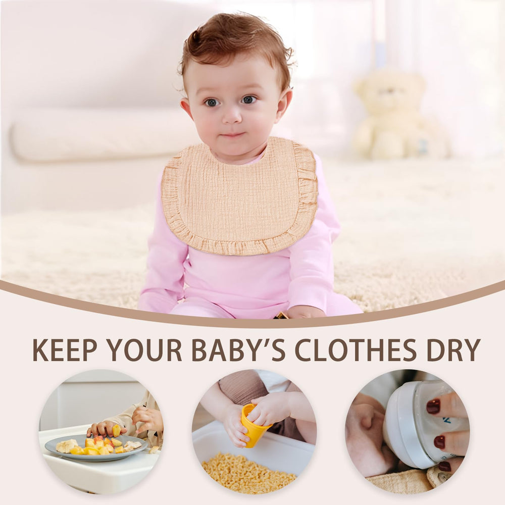 duludulu sweet pink bibs flounce design worn by a baby