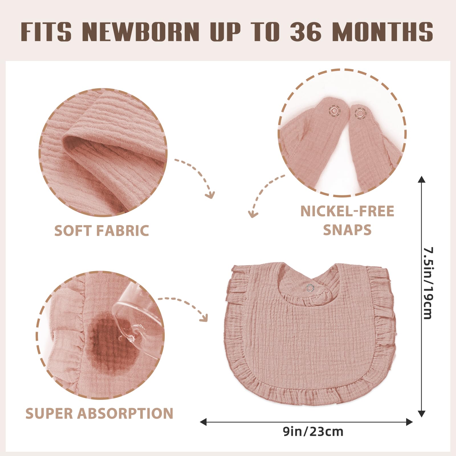 duludulu sweet pink bibs worn on baby demonstrating drool absorption