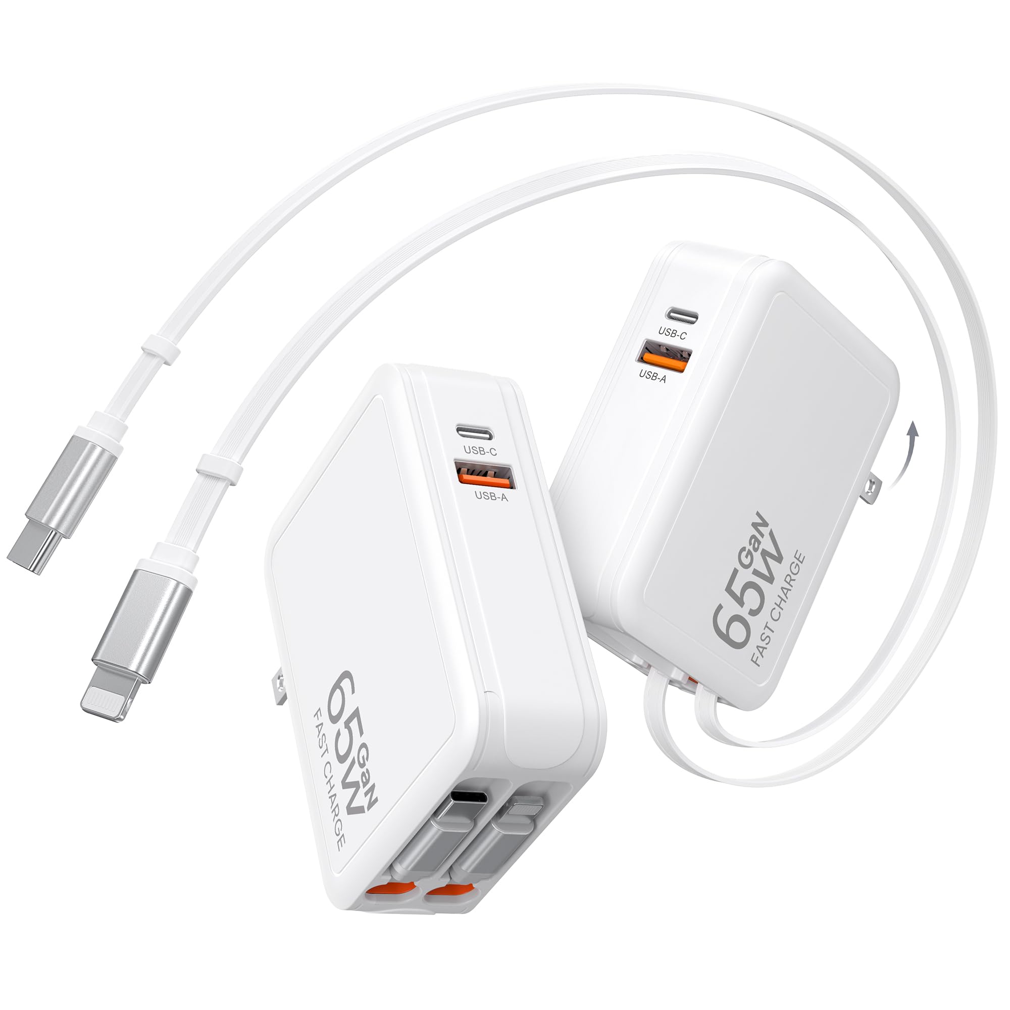 Dulums 65W fast charger wall plug powers laptops and devices quickly.