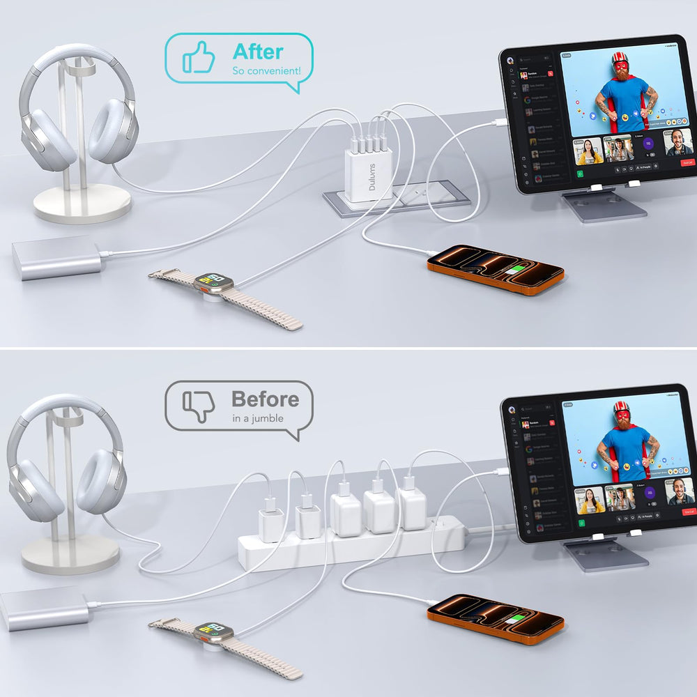 Dulums 2-pack keeps a tidy charging station at home or office.