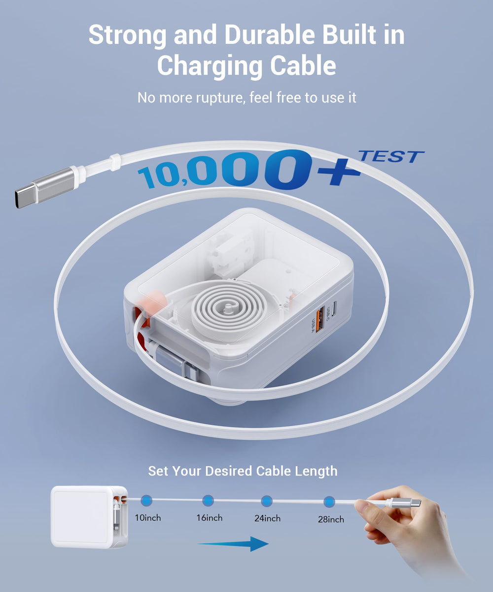 Dulums Lightning retractable cable 80cm for iPhone fast charging on the go.