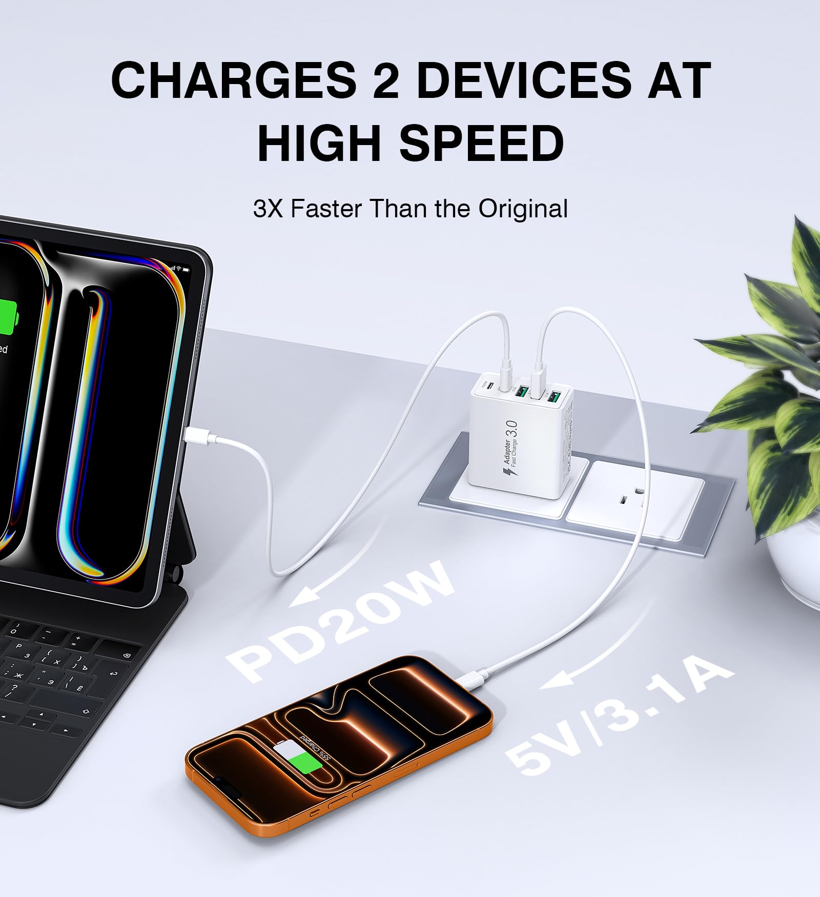 Dulums multiport charger with 2 USB-C and 3 USB-A ports for shared use