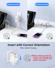 Dulums charger with extended 80 cm retractable USB-C and Lightning cables for flexible charging