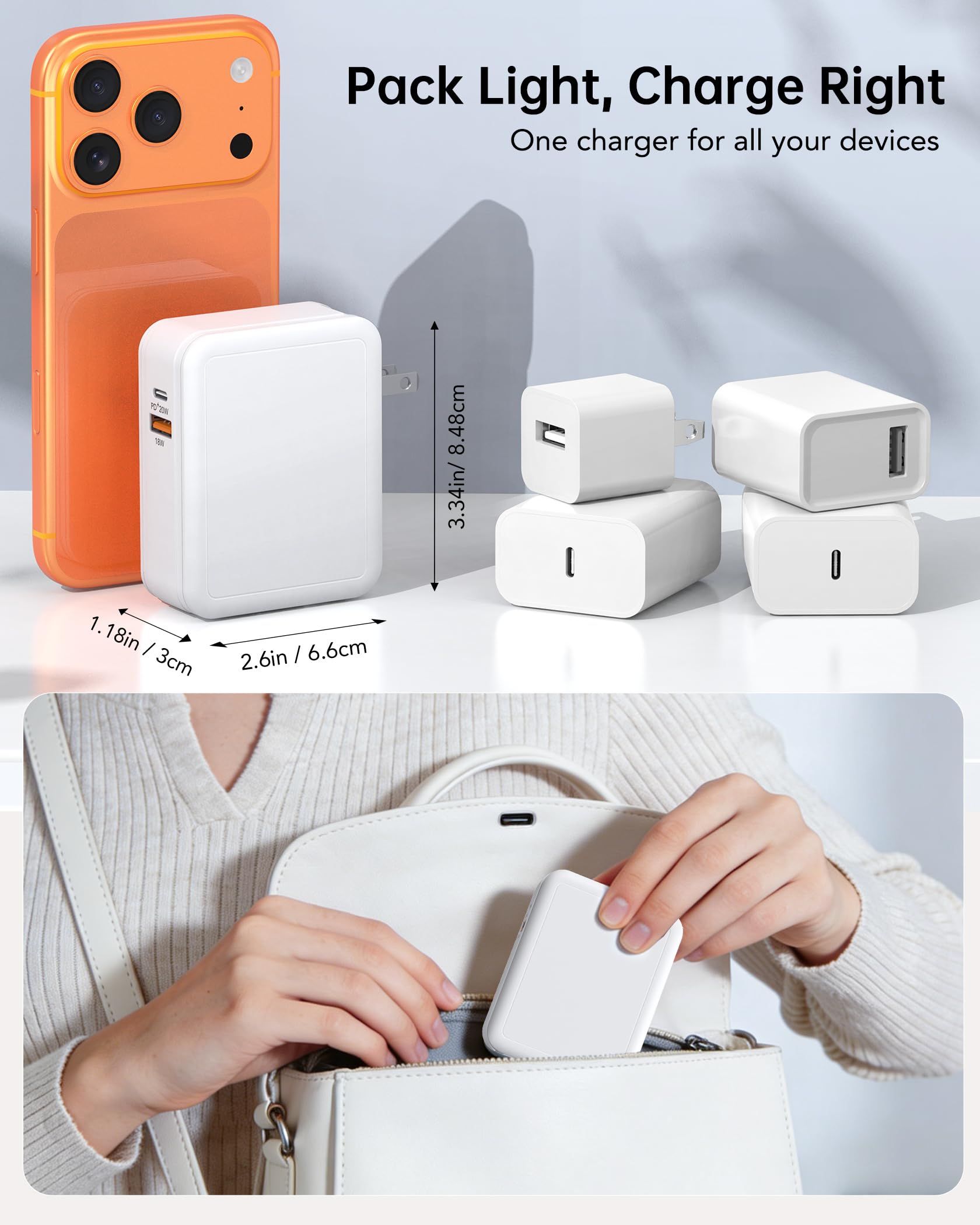 Dulums travel-sized charger block fits in pockets and purses