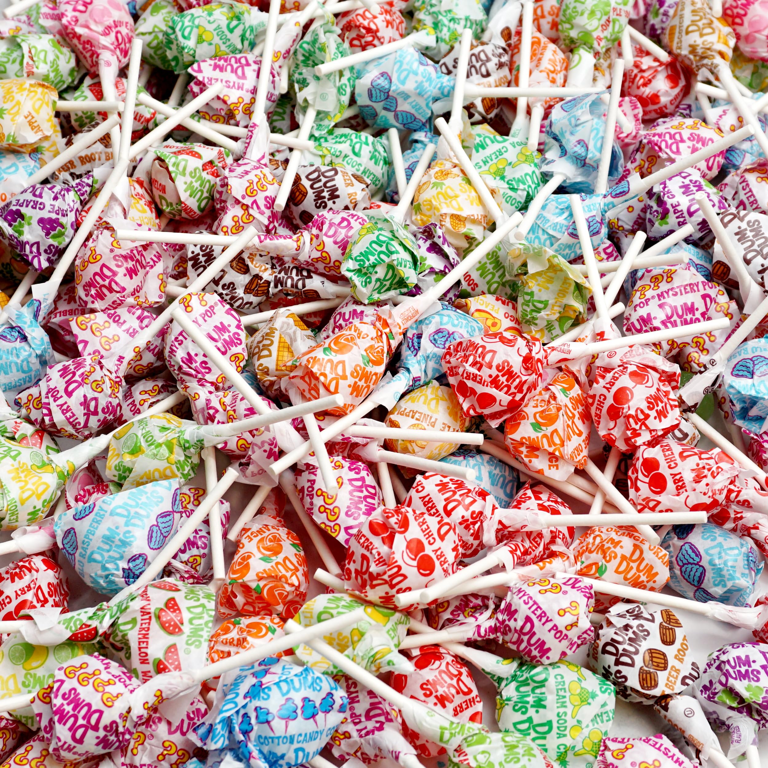 Dum Dums 16 flavors variety with fruity and nostalgic options.