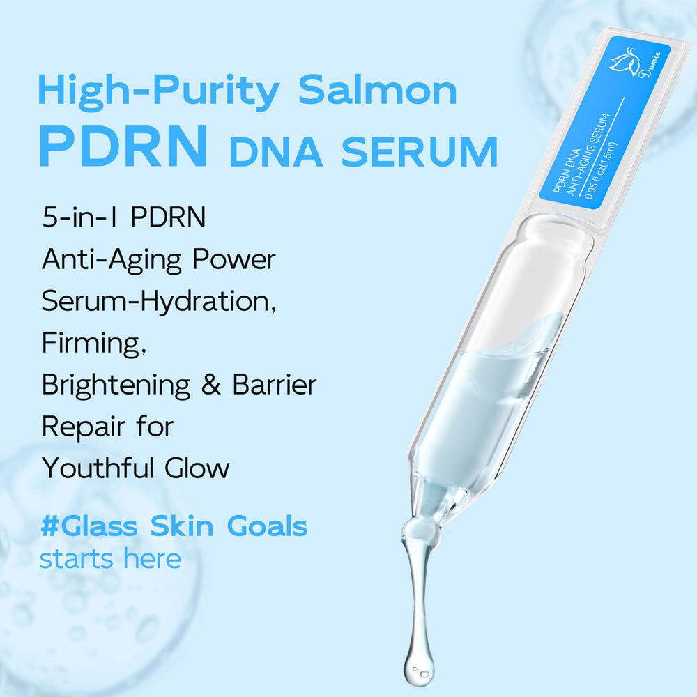 Dumie Salmon DNA Serum tubes showcase fresh, single-use packaging.