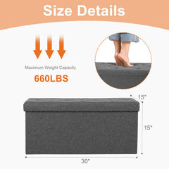 DUMOS easy-fold assembly process for the 30in storage ottoman bench gray