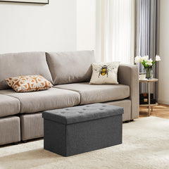 DUMOS storage ottoman bench gray with open compartment for organized storage