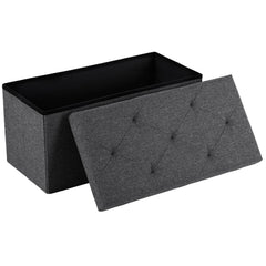 DUMOS 30in storage ottoman bench gray top view showing sturdy padded seating