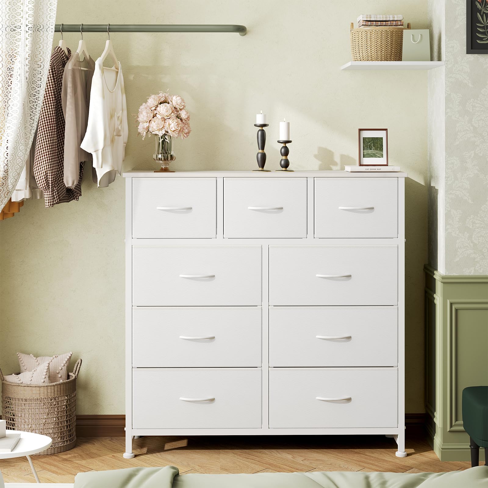 DUMOS dresser in a guest room or entryway boosts organization.