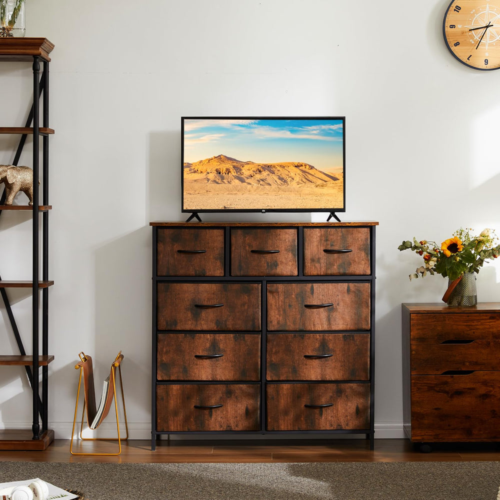 Neutral brown finish complements various decor styles.