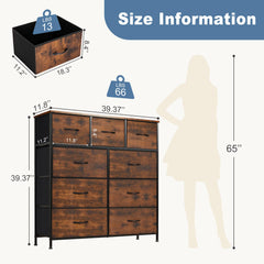 Soft fabric drawers on DUMOS dresser offer flexible storage.