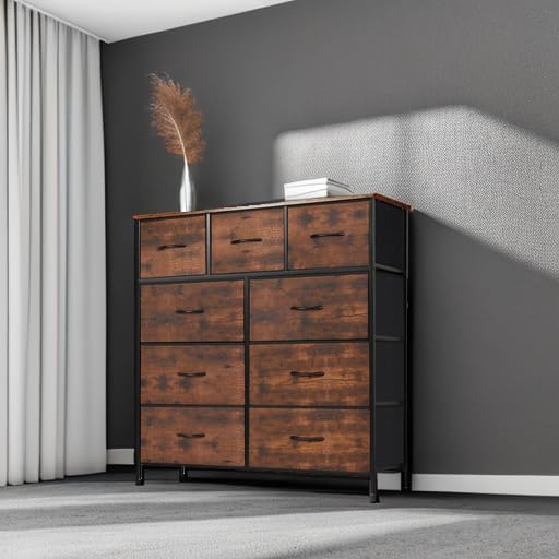 DUMOS dresser with sturdy metal frame for lasting daily use.