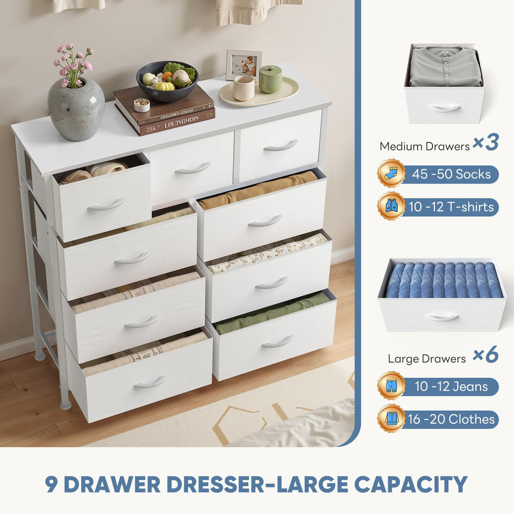 DUMOS dresser wood top adds style and surface space.