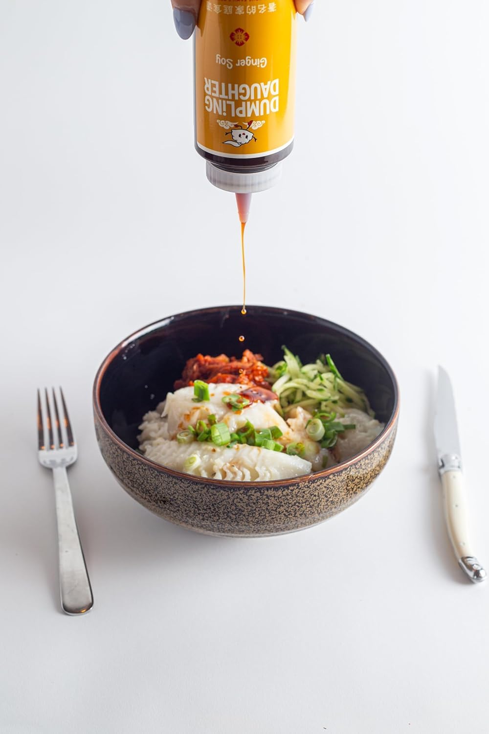 Dumpling Daughter Ginger Soy Sauce pour shot captures bold aroma and balanced savor.