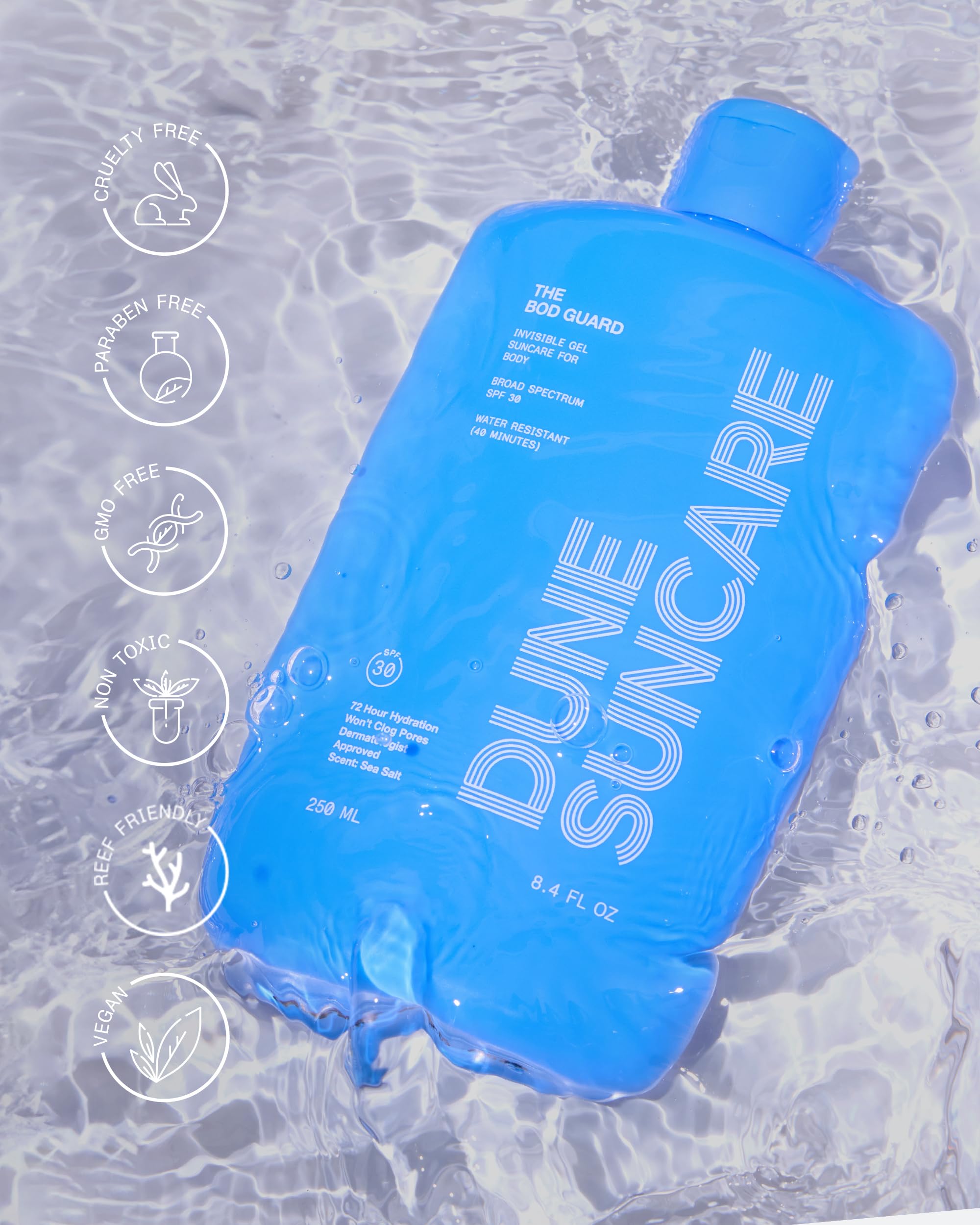 Dune Suncare Bod Guard packaging with reef friendly symbol