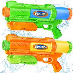 DUNEMEI 2-pack water gun with pump-action and long-range squirts for outdoor fun.