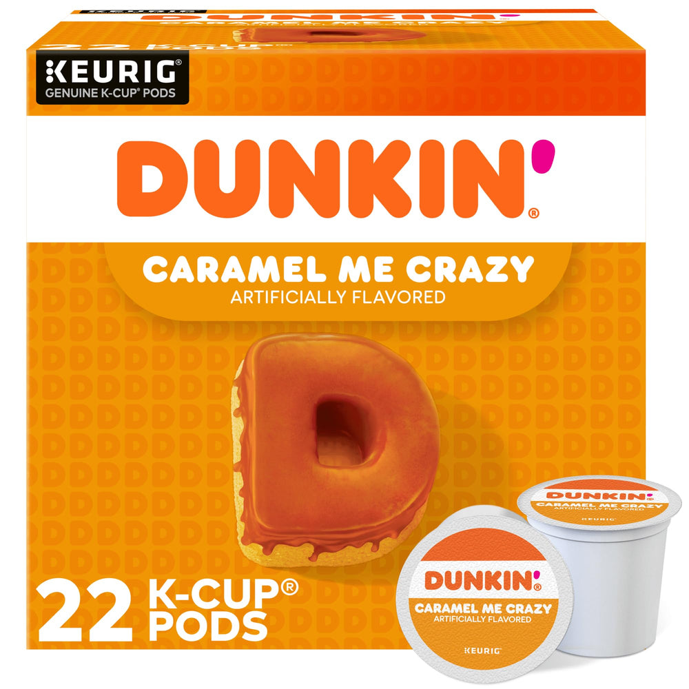 Dunkin Bakery Series Caramel Coffee Cake coffee pods arranged for a quick indulgent cup