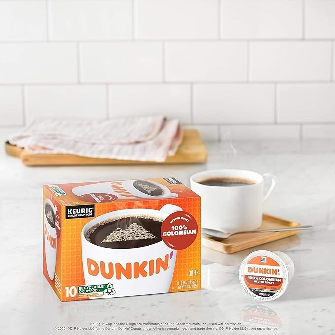 Dunkin steaming cup of coffee after a quick brew