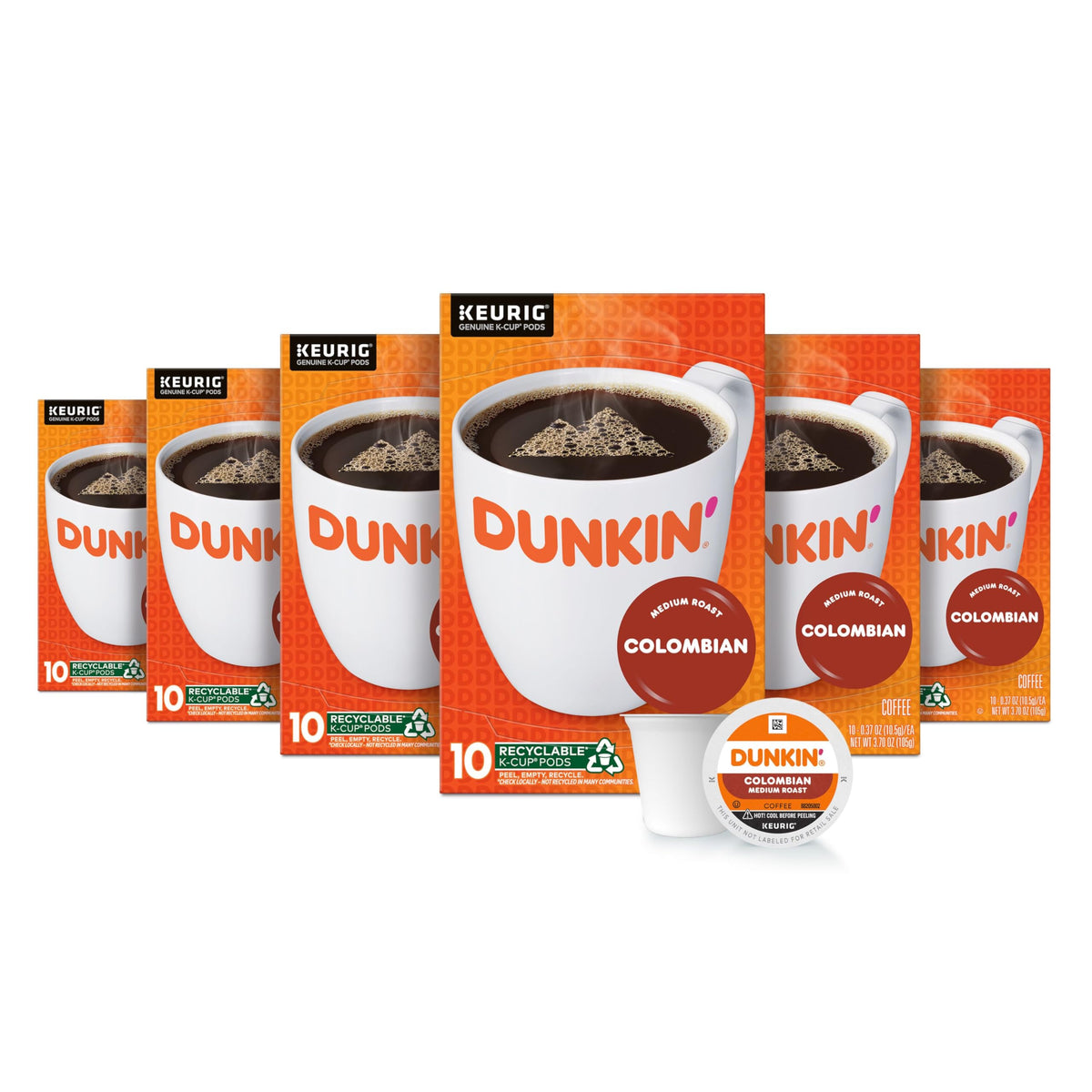 Dunkin' Colombian K-Cup pods ready for quick at-home brew, inviting aroma