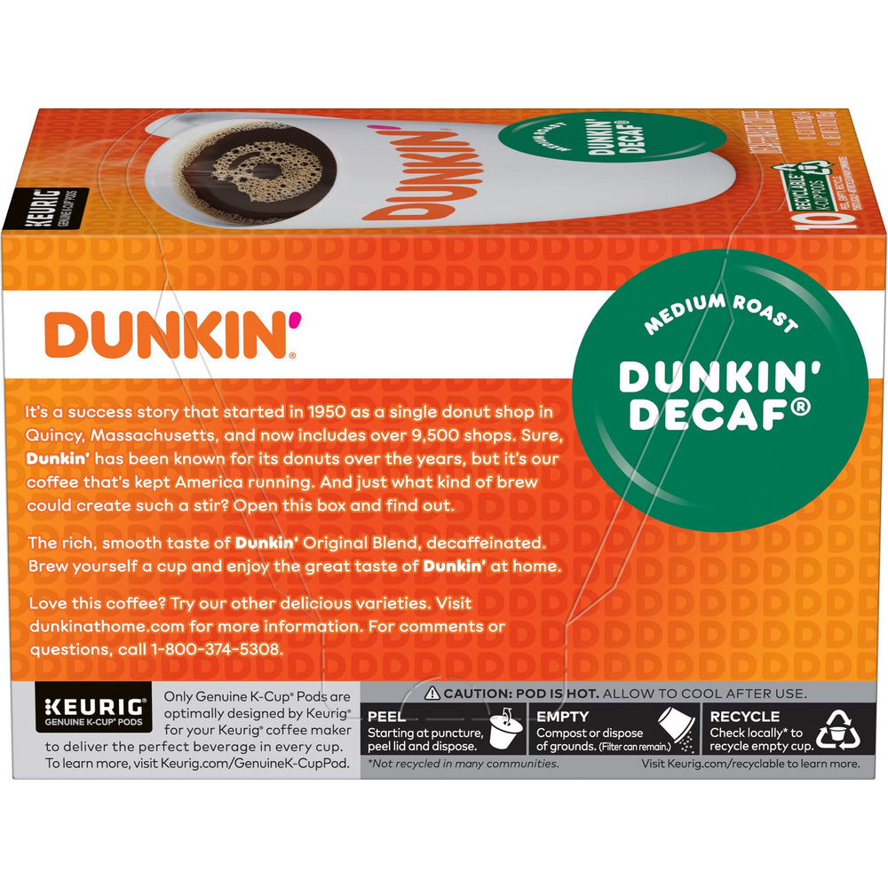 Dunkin Decaf brand taste note for everyday decaf enjoyment.