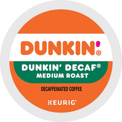 A steaming cup of brewed Dunkin' Decaf from a K-Cup