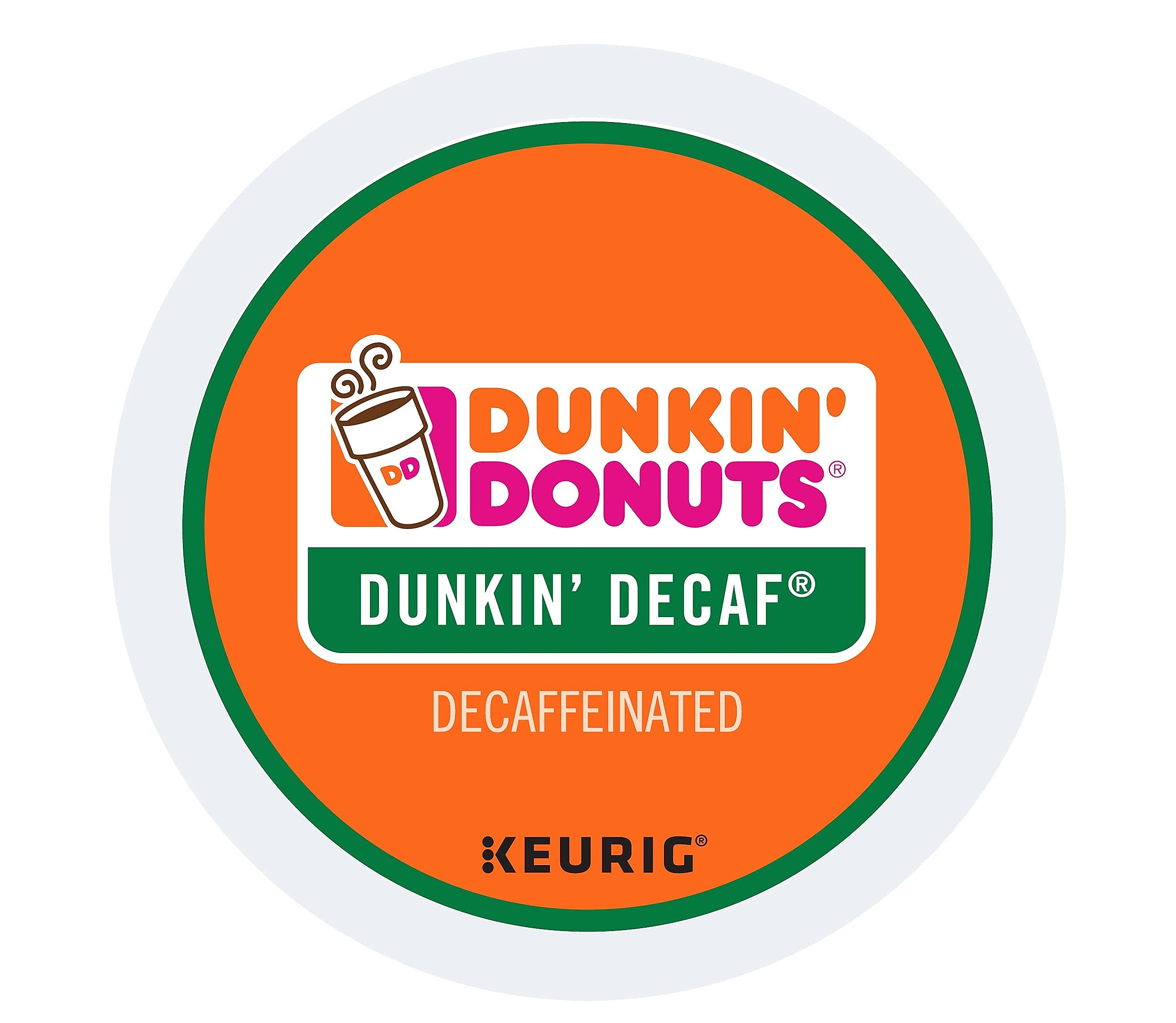Dunkin' Donuts decaf K-Cup pod closeup highlighting built-in filter