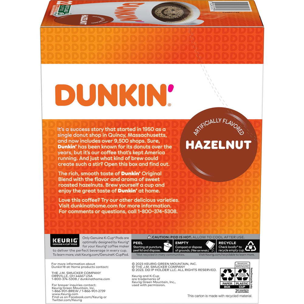 Dunkin Hazelnut with creamy creamer hint for customization.