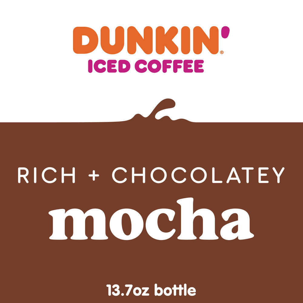 Dunkin Mocha Iced Coffee poured into a glass shows creaminess